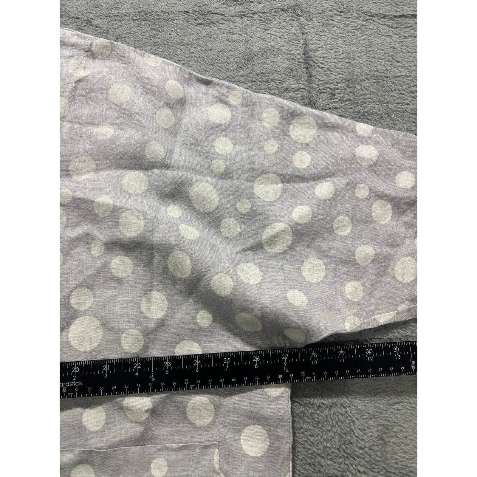 Made Italy Blouse Womens L Polka Dot Linen Oversized Boxy Pocket Minimal