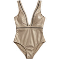 Ted Baker One Piece Swimsuit Metallic Gold Plunge Cutout Luxe Swim M