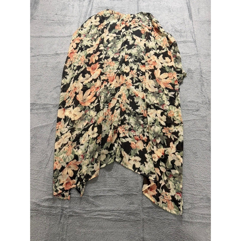 Maurices Womens Floral Kimono Cardigan Sheer Metallic Chiffon Wrap One Size
