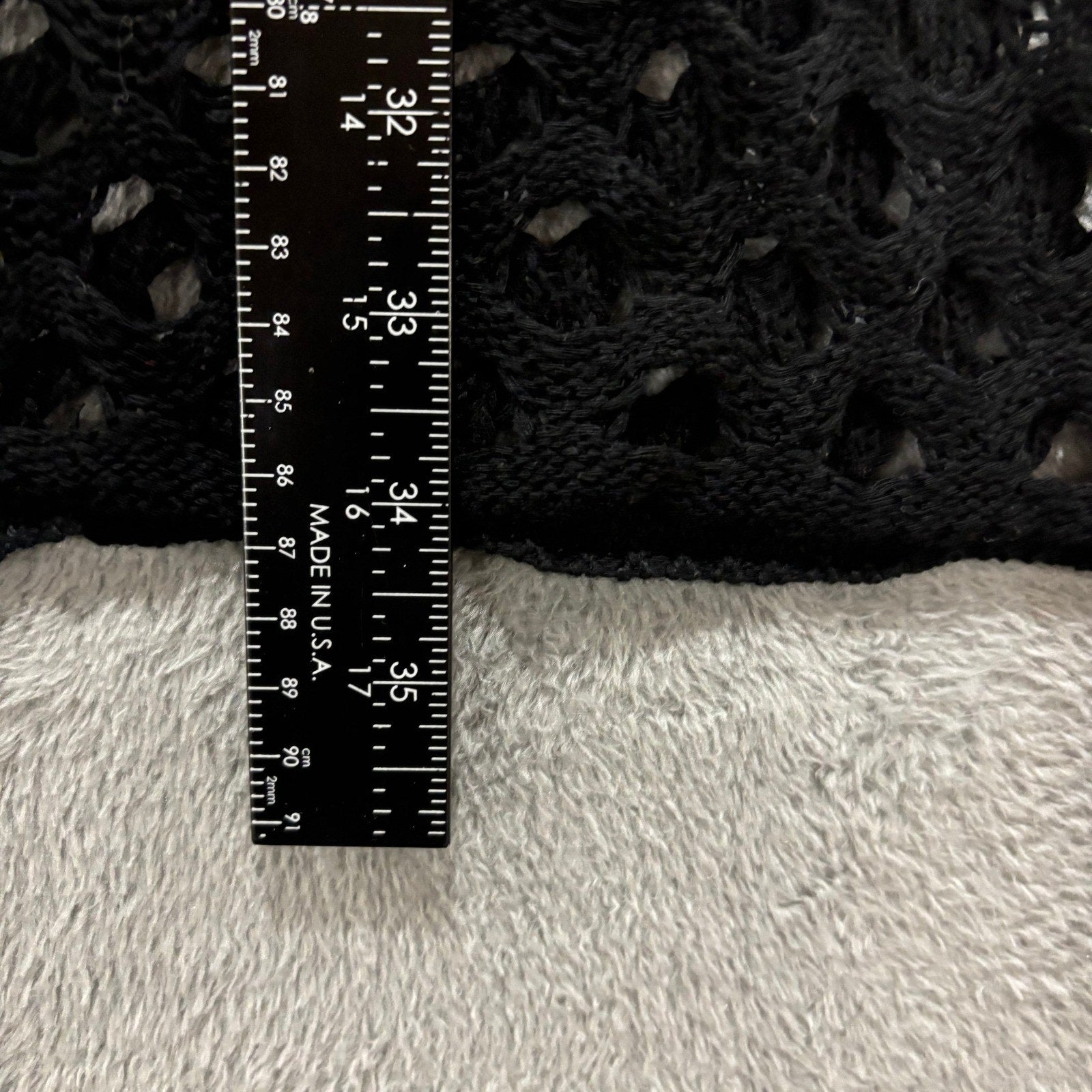 Womens XL Black Crochet Knit Sleeveless Sweater Vest Top Open Weave Boho