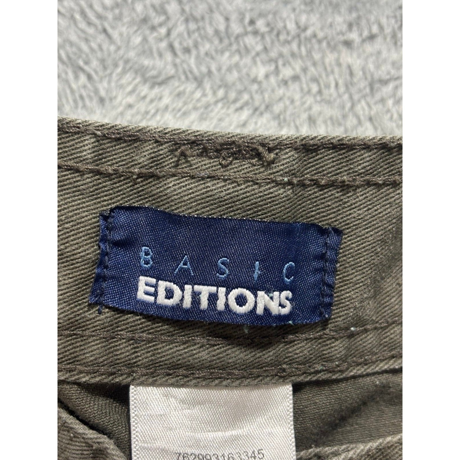 Basic Editions 36x32 Olive Green Cargo Pants Mens Casual Vintage Style