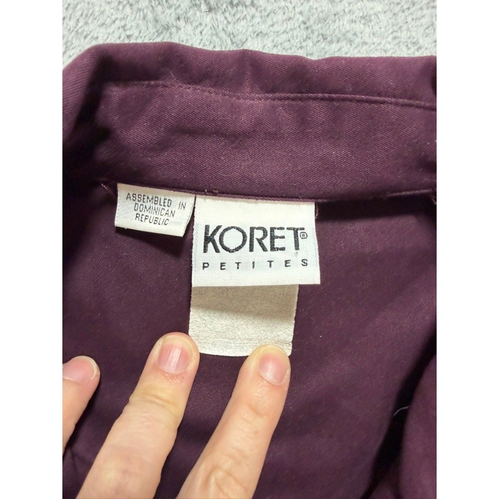 Koret Petites Womens Plum Purple Full Zip Utility Jacket Collared Flap Pockets L