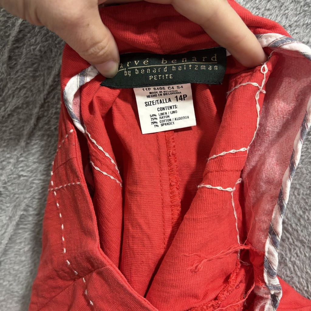 Harve Benard 14P Womens Red Linen Blend Mini Skirt Vintage Casual Boho