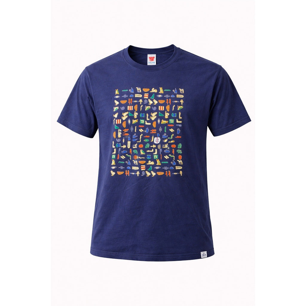 Levant Top T Graphic T Shirt Men XXL Blue Egyptian Print Short Sleeve Cotton