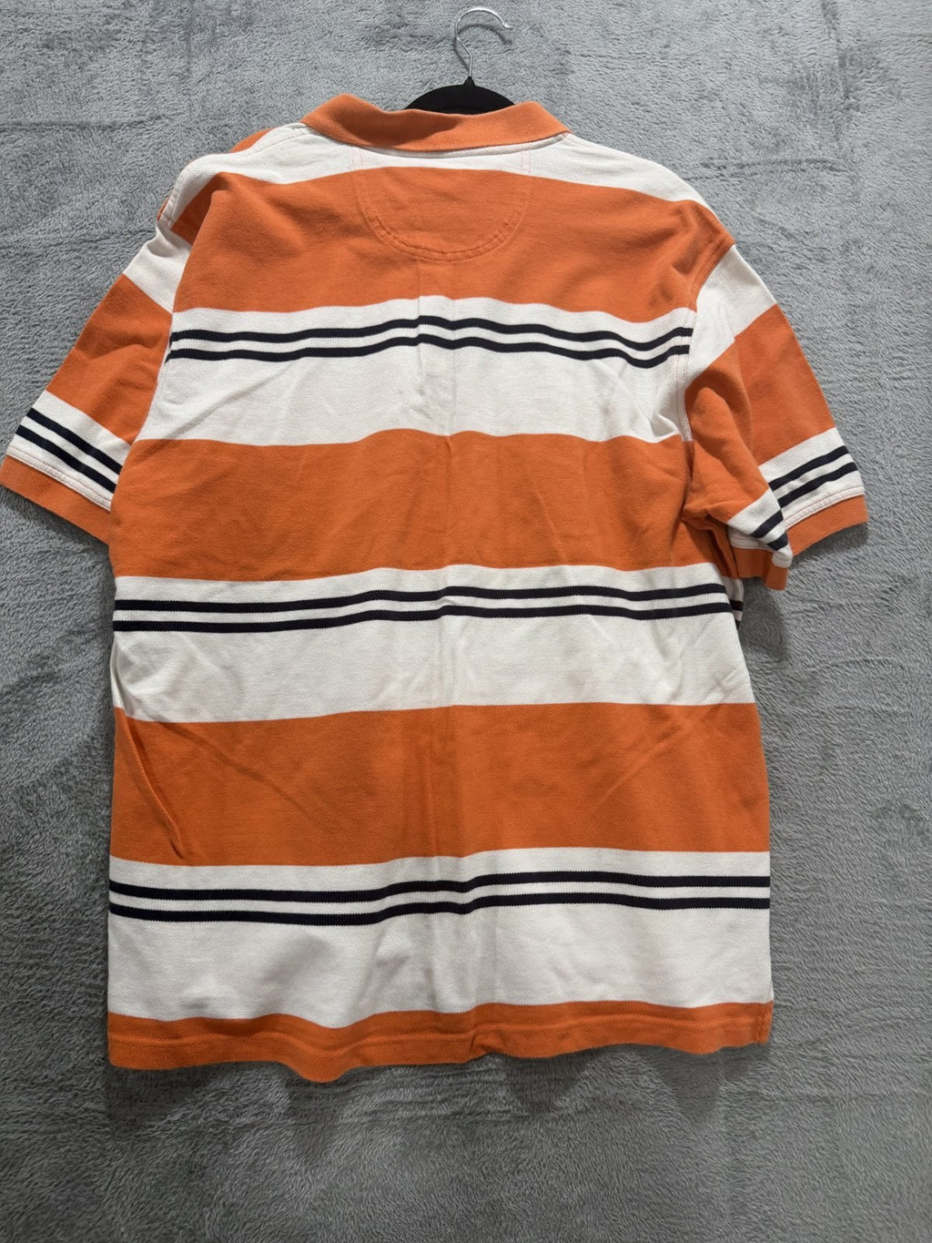 IZOD Mens XXL Orange White Striped Short Sleeve Polo Shirt Preppy