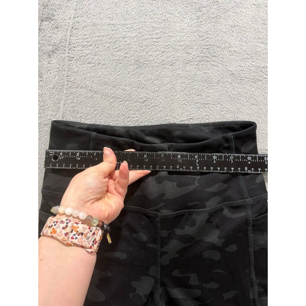 Danskin Womens S Black Camo High Rise Leggings Side Pockets Athleisure Casual