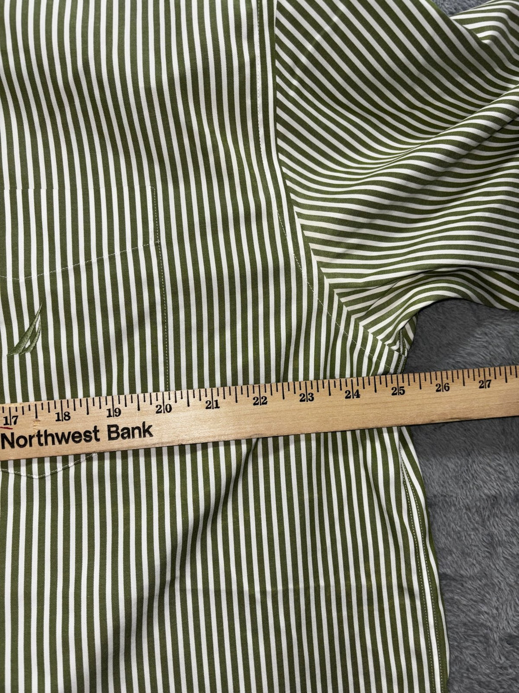 Nautica Men's Green White Stripe Dress Shirt Size XL, photo 4 of 11