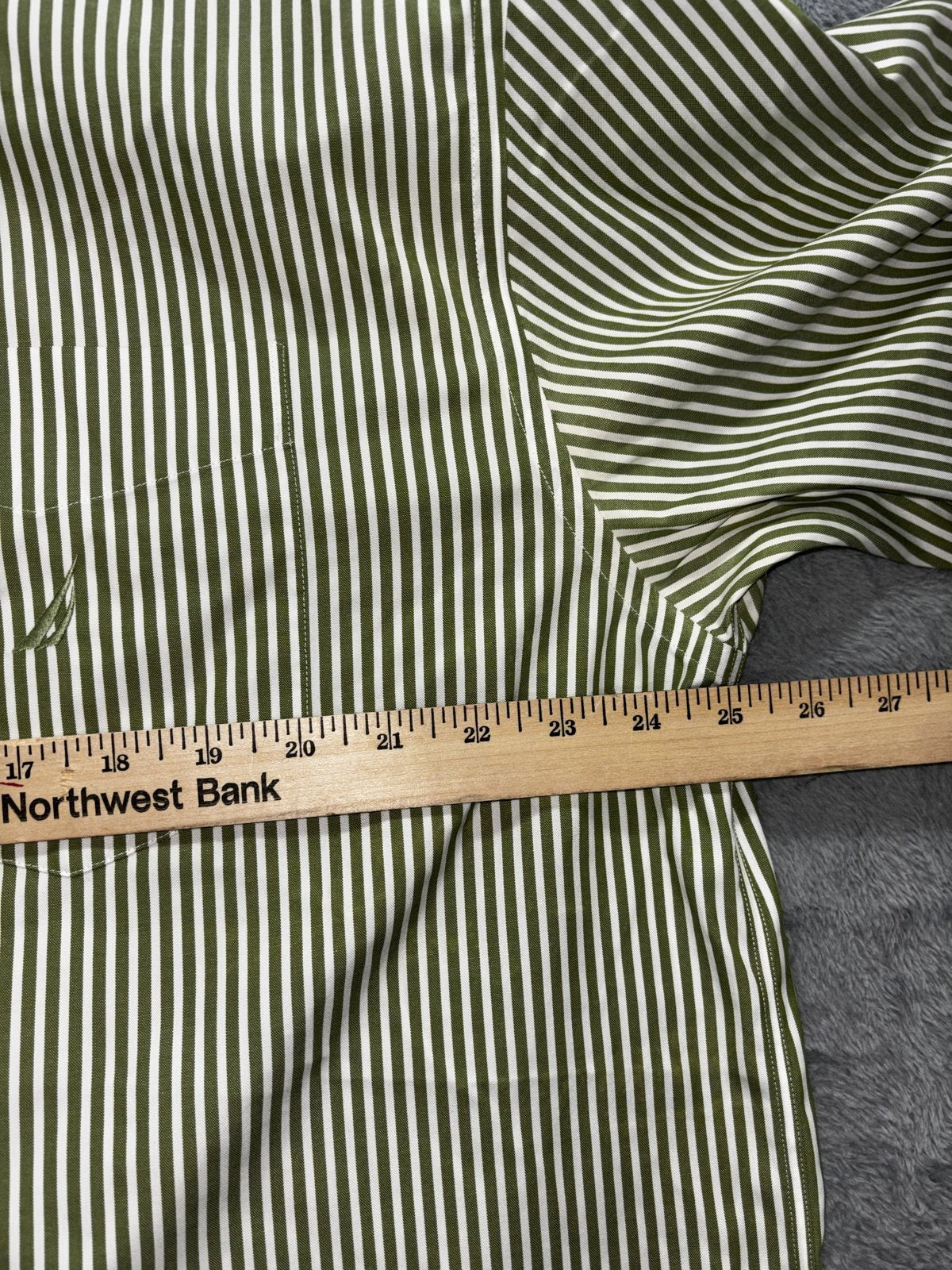Nautica Men's Green White Stripe Dress Shirt Size XL, photo 4 of 11