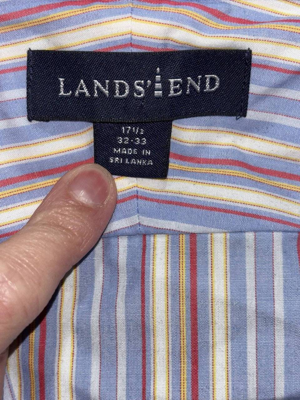 Lands' End Men's Blue Striped Shirt 17 1/2 32-33, photo 9 of 10