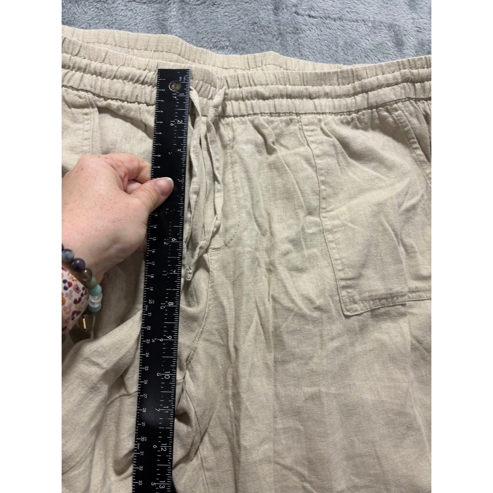 Old Navy L Tall Beige Womens Linen Blend Pants Boho Casual Cozy