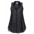 L.A. Intimates Blouse Womens Medium Black Sheer Floral Heart Button Up
