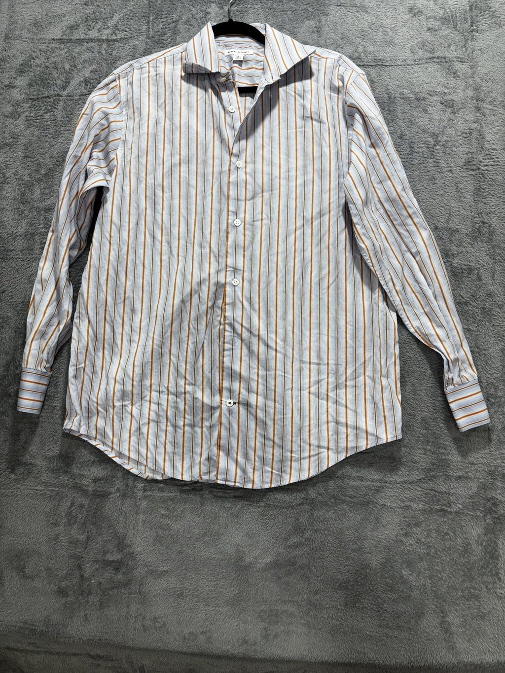Banana Republic Mens 15-15 1/2 M Blue Striped Long Sleeve Button Up Dress Shirt