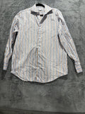 Banana Republic Mens 15-15 1/2 M Blue Striped Long Sleeve Button Up Dress Shirt