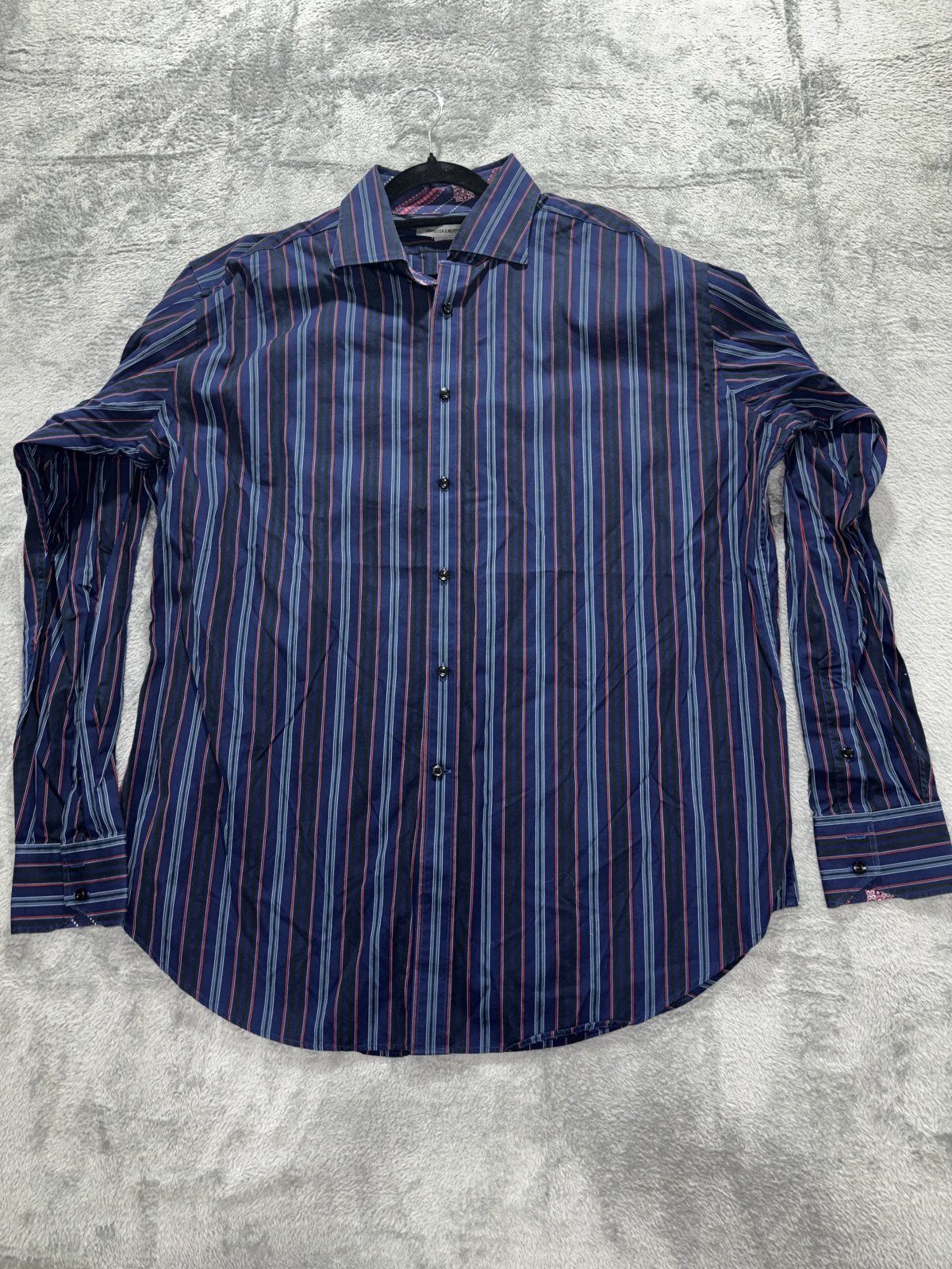 Johnston & Murphy Men's Navy Stripe Shirt Size XL