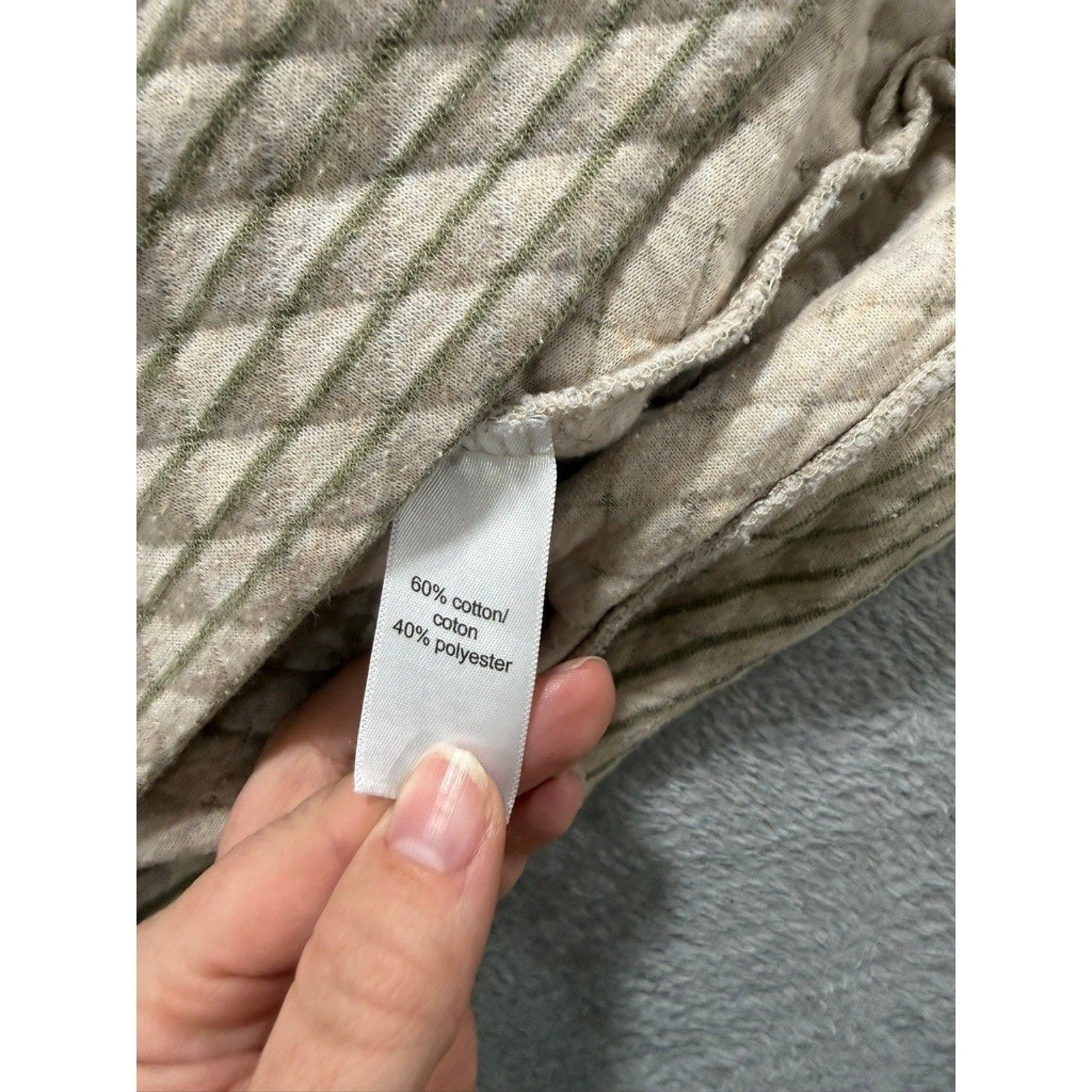 Maurices Womens Quilted Quarter Zip Pullover Sage Green Striped Size L Pocket