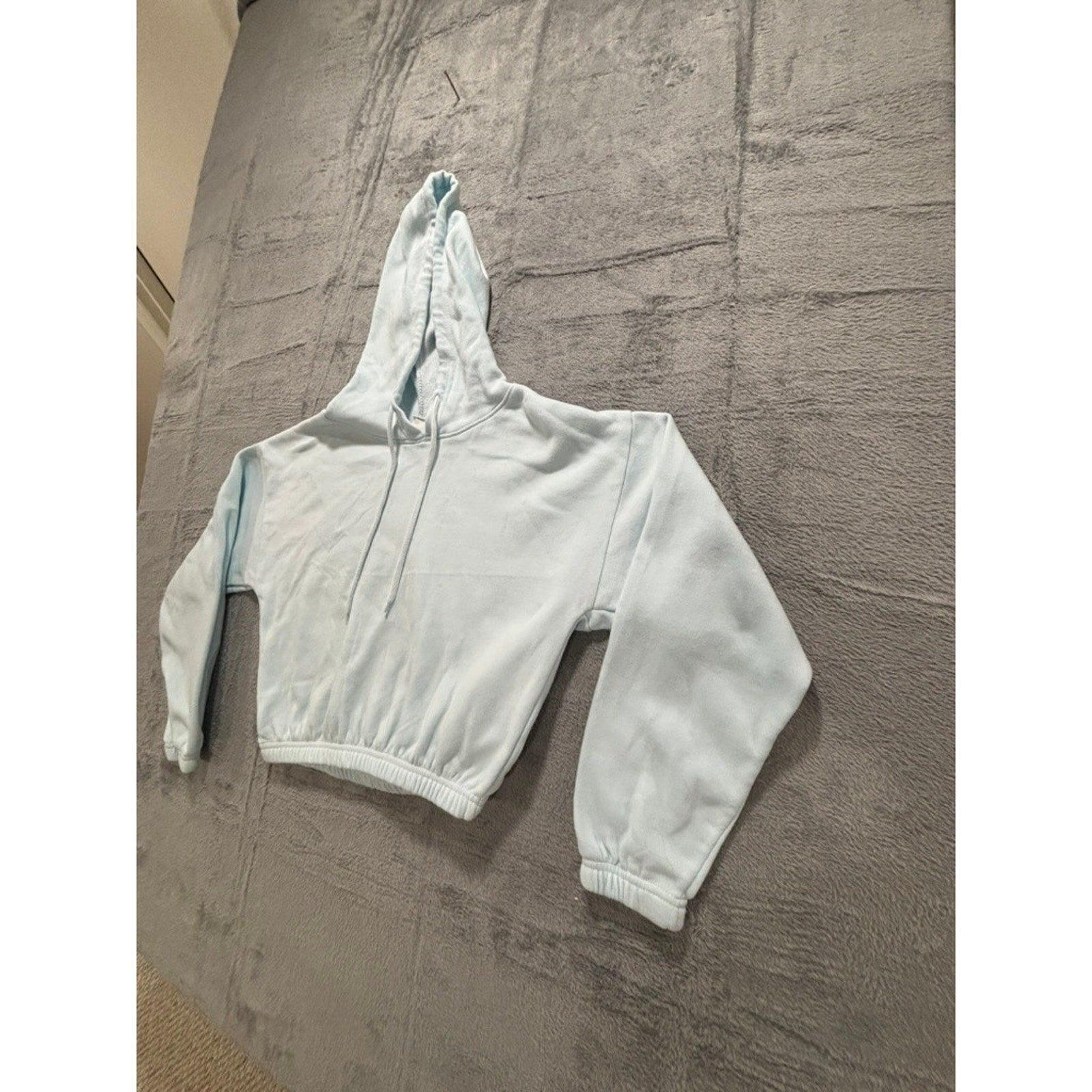 Relaxx L Light Blue Womens Cropped Hoodie Sweatshirt Casual Athleisure Cozy