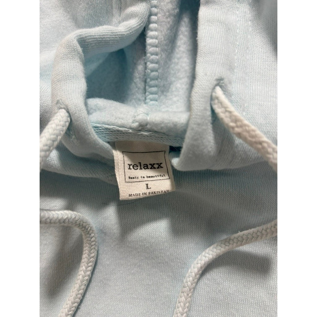 Relaxx L Light Blue Womens Cropped Hoodie Sweatshirt Casual Athleisure Cozy
