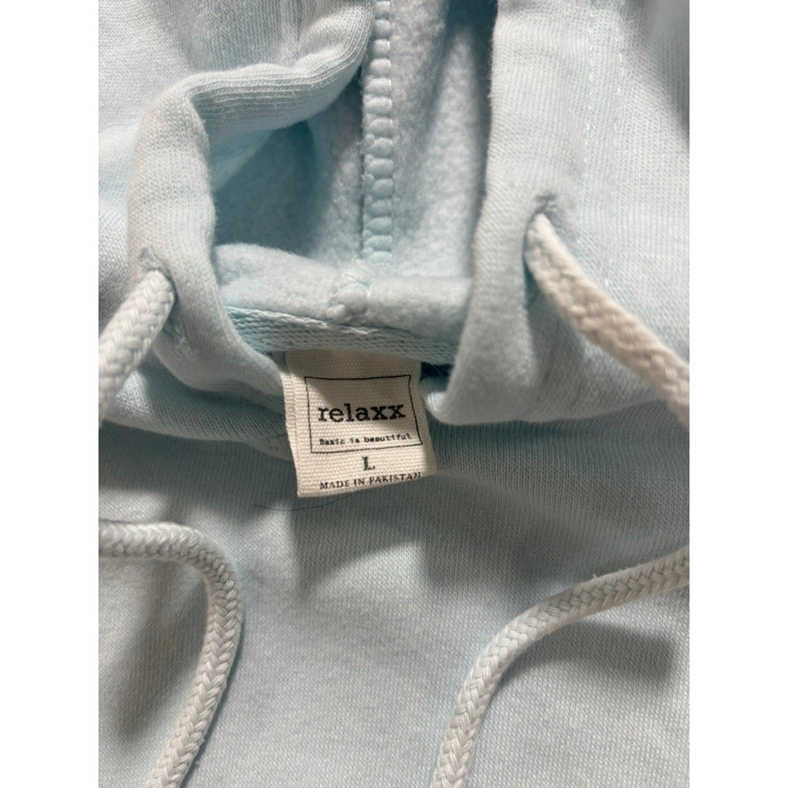Relaxx L Light Blue Womens Cropped Hoodie Sweatshirt Casual Athleisure Cozy