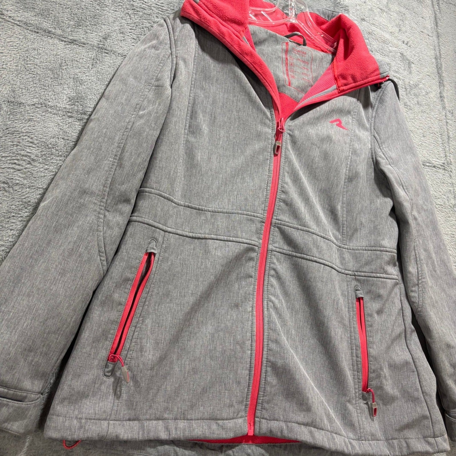 C&A Rodeo Womens M Gray Softshell Hooded Jacket Fleece Lined Zip Athleisure Coat