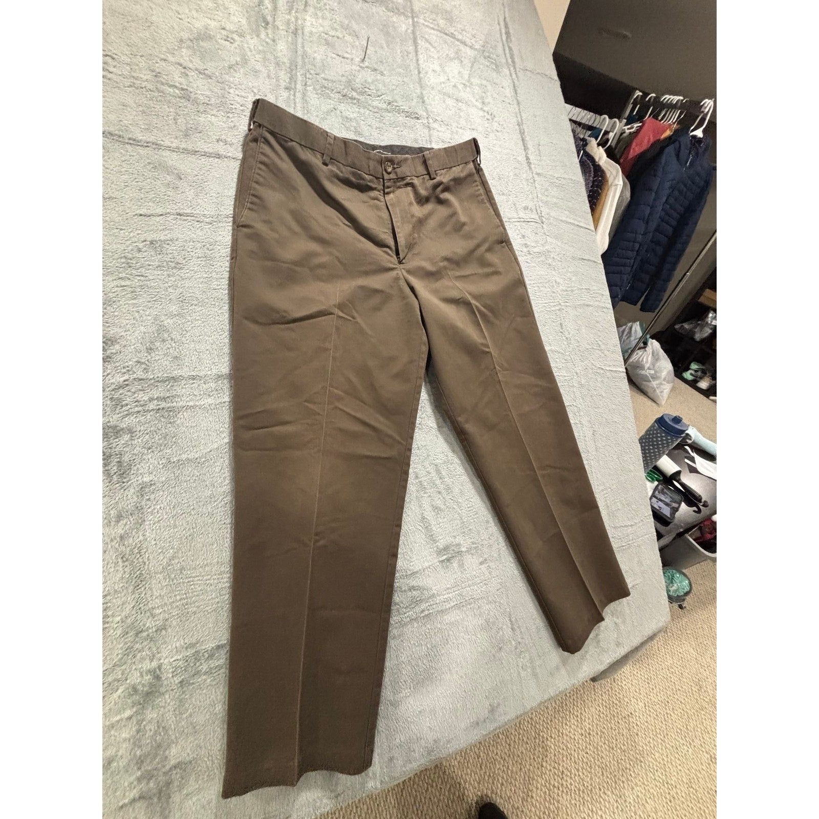 Dockers Premium 36x31 Brown Chino Pant Relaxed Fit Mens Casual Preppy Flat Front