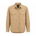 HM Mens Regular Fit Long Sleeve Button Up Utility Shirt Tan Khaki Small