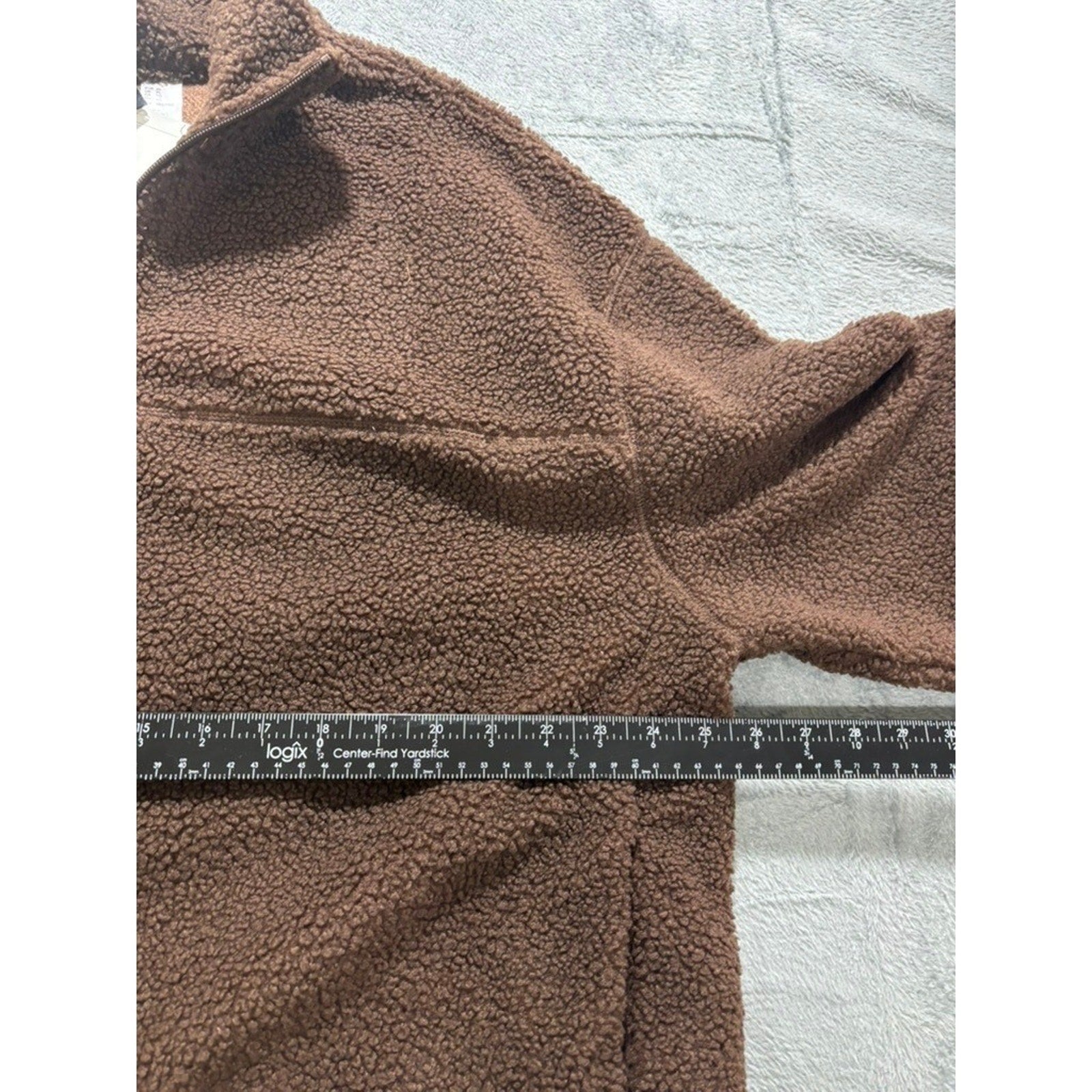 HM DIVIDED Womens XL Brown Teddy Fleece Full Zip Jacket Oversized Sherpa Cozy