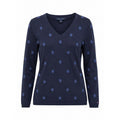 Tommy Hilfiger Sweater Womens M Navy Polka Dot V Neck Long Sleeve Preppy