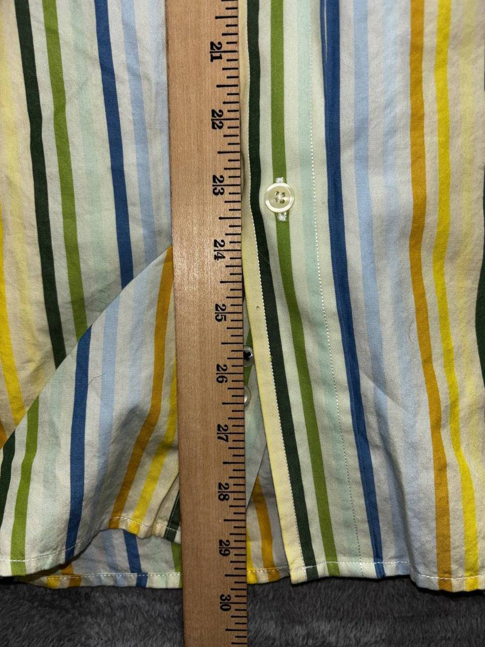 Gap Men's Yellow Blue Green Striped Shirt Size L, photo 6 of 10