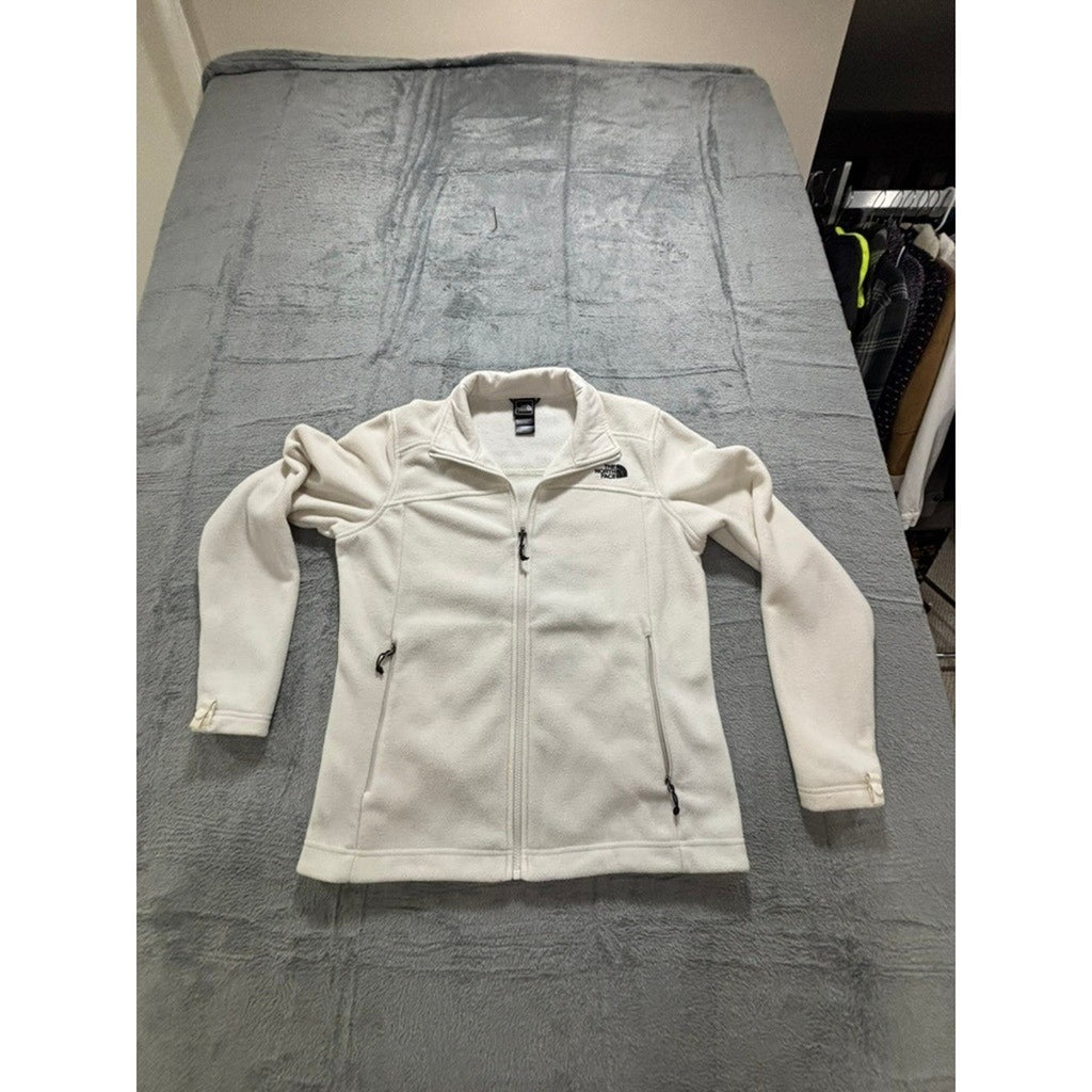 The North Face Womens L Cream Fleece Full Zip Jacket Casual Cozy Athleisure