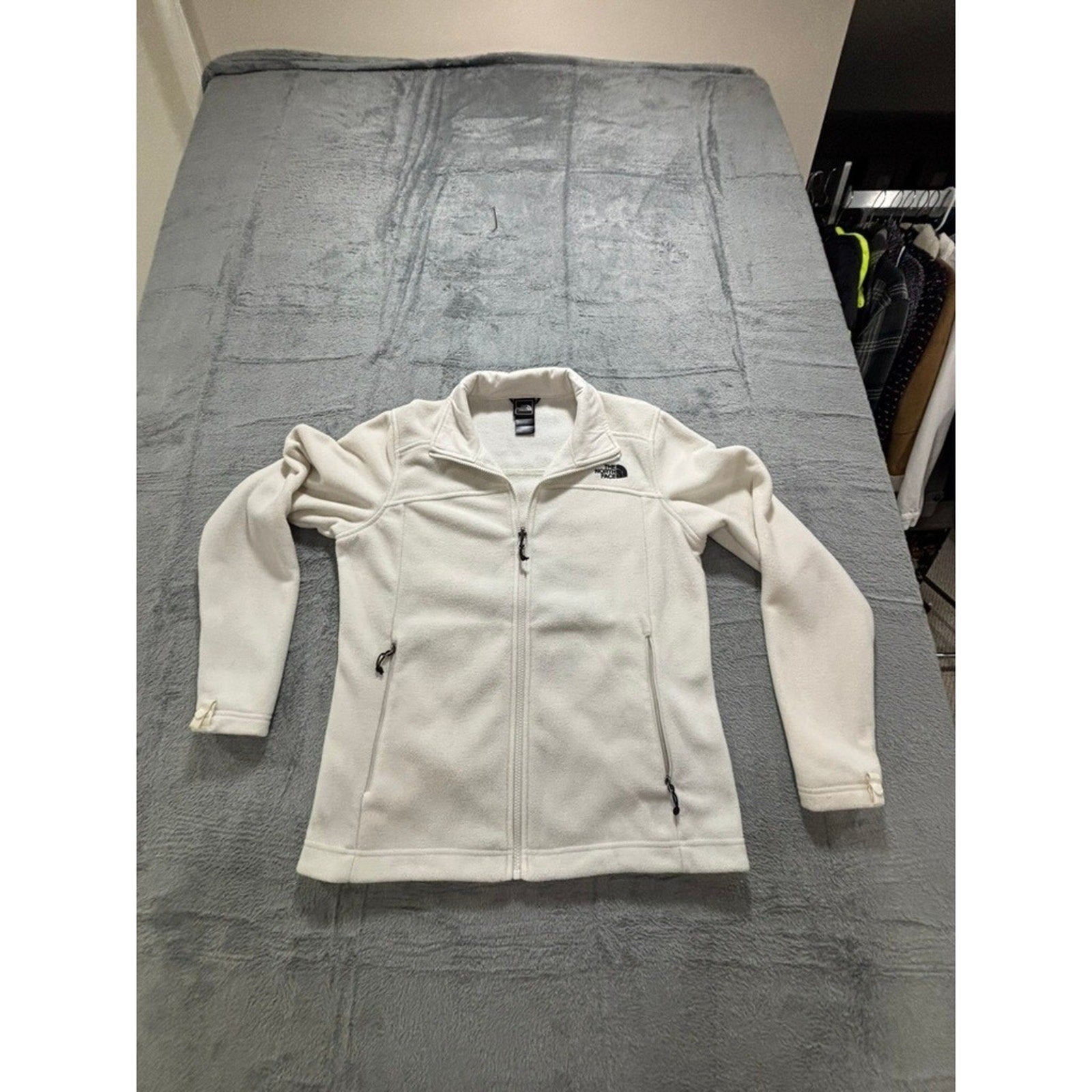 The North Face Womens L Cream Fleece Full Zip Jacket Casual Cozy Athleisure