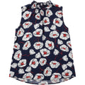 My Michelle Floral Top Womens M Navy Sleeveless Smocked Neck Boho Blouse