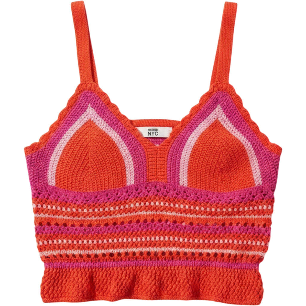 Madden NYC Crochet Knit Crop Top Pink Orange Boho Festival Bralette S