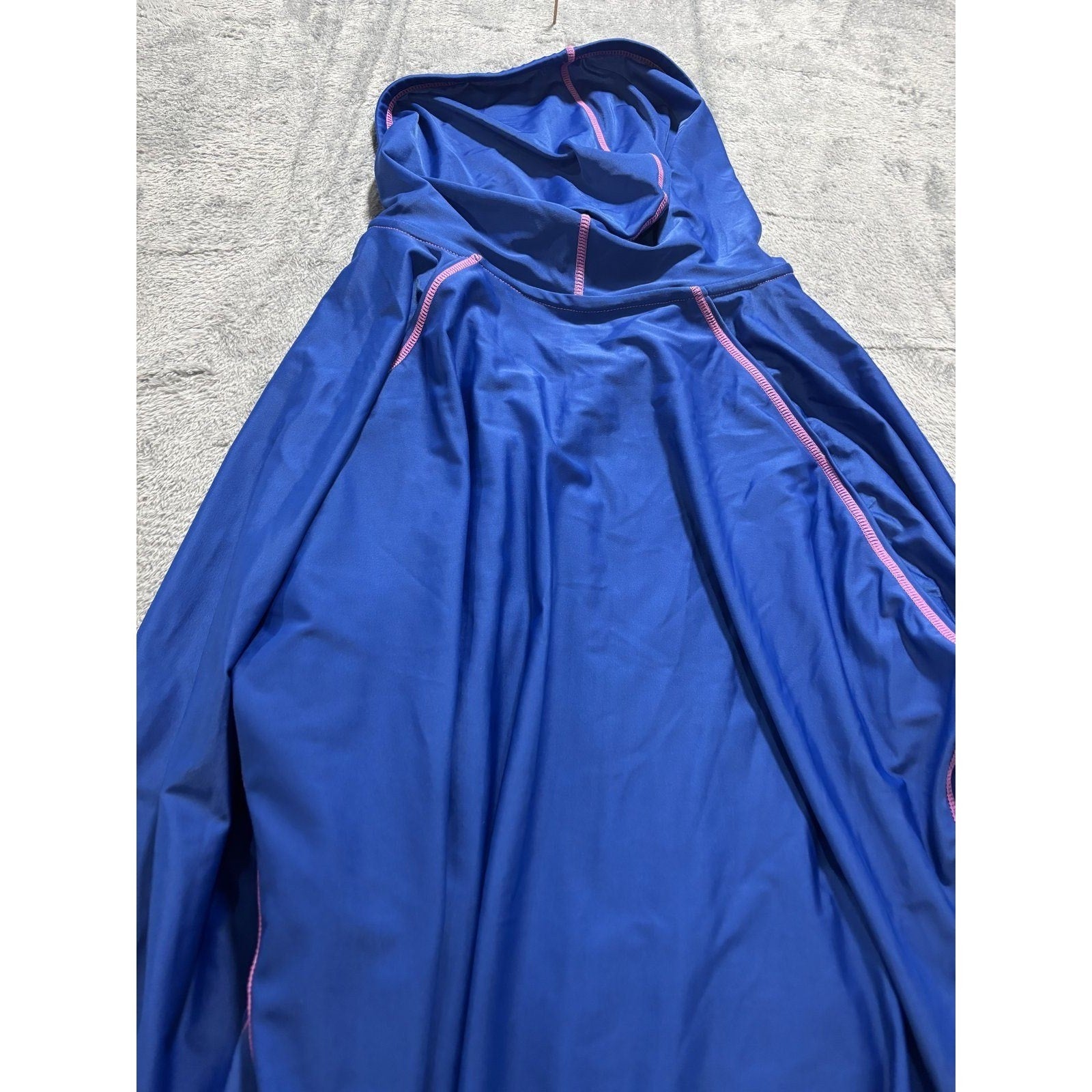 UV Skinz Womens 3XL Blue Pink Full Zip Hooded Rash Guard Swim Shirt Athleisure