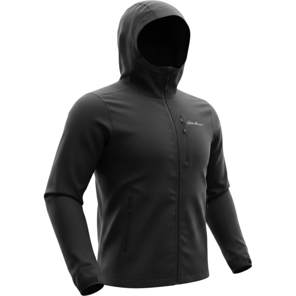 Eddie Bauer Jacket Mens M Black Full Zip Hooded Stretch Lightweight Outdoor