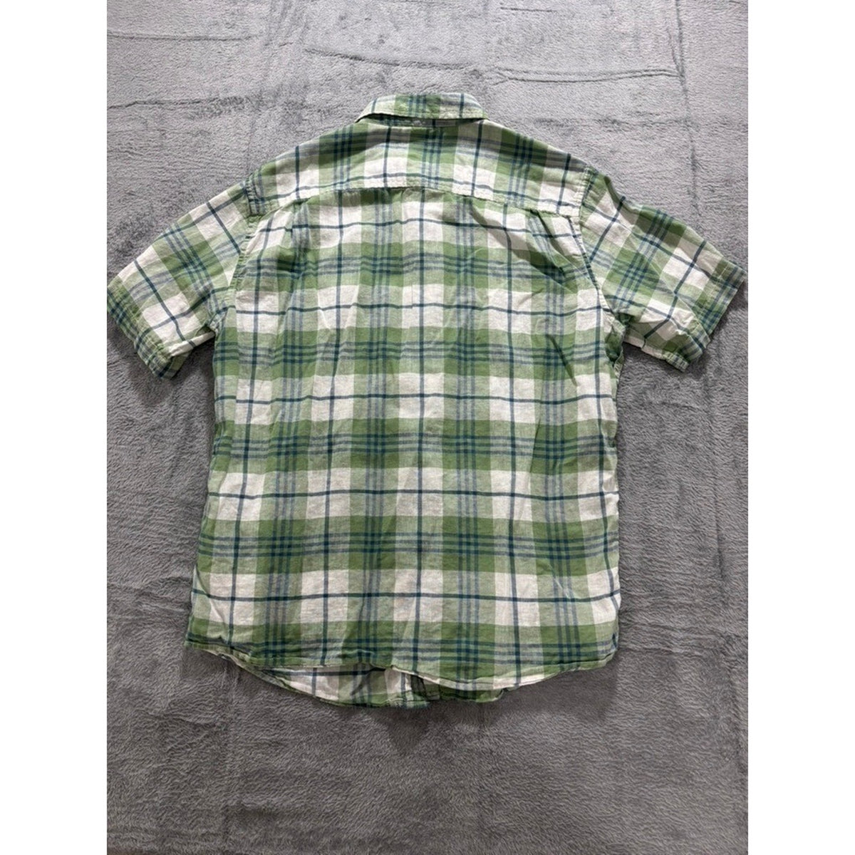 Weatherproof Vintage Shirts Mens L Plaid Linen Button Up Short Sleeve