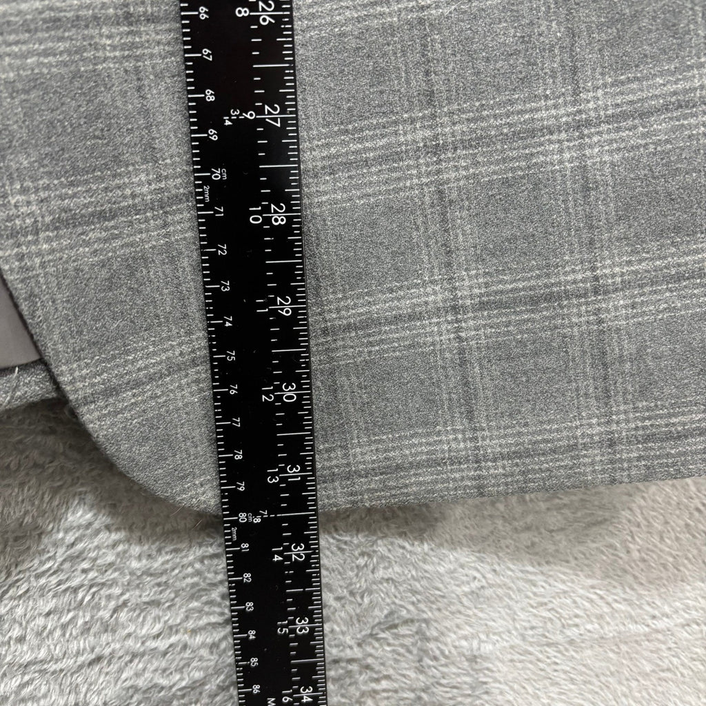 Mens 42R Gray Plaid Slim Fit Blazer Sport Coat Two Button Wool Blend Preppy