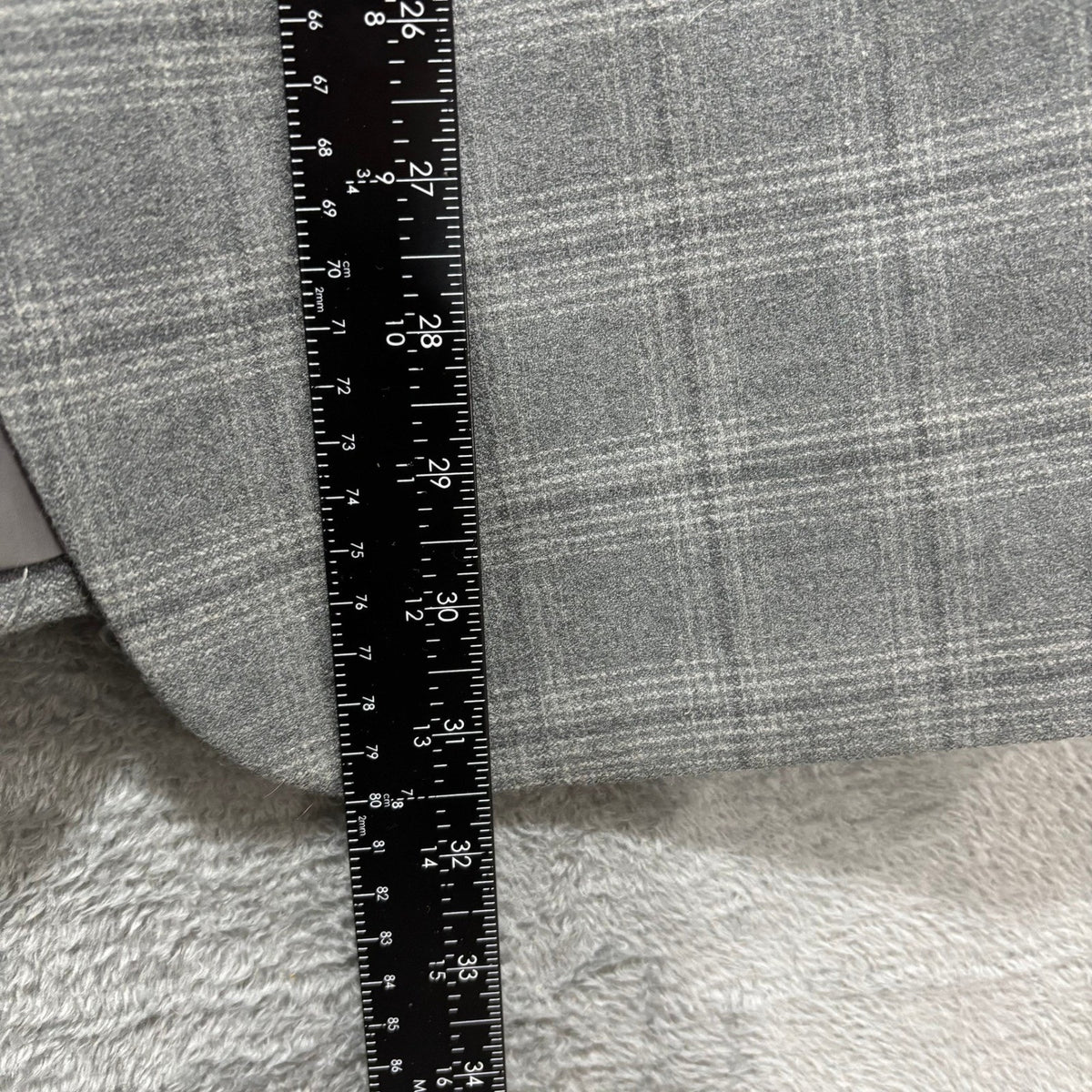 Mens 42R Gray Plaid Slim Fit Blazer Sport Coat Two Button Wool Blend Preppy