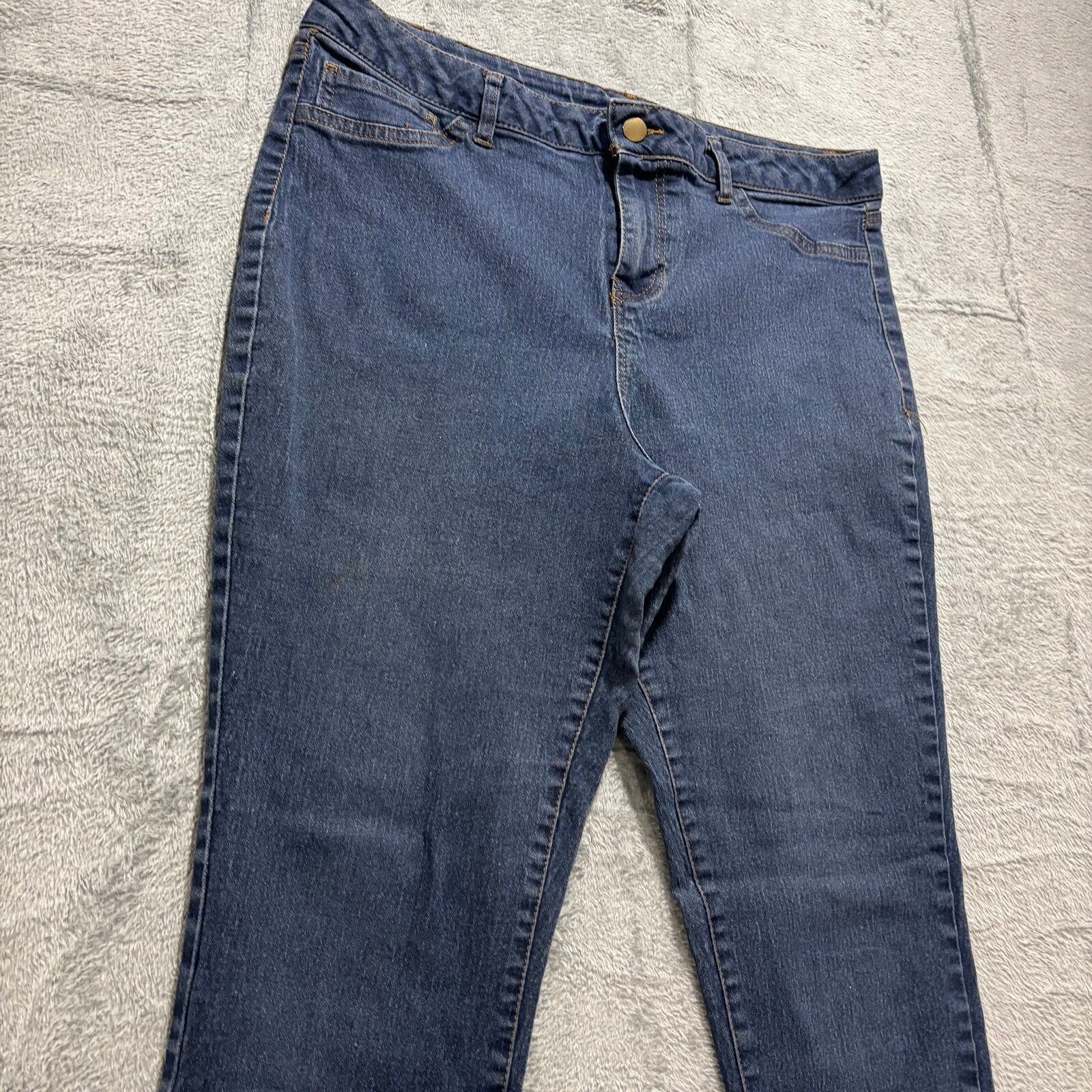 Bobbie Brooks 1X Womens Dark Wash Blue Denim Skinny Jeans Casual Plus Size