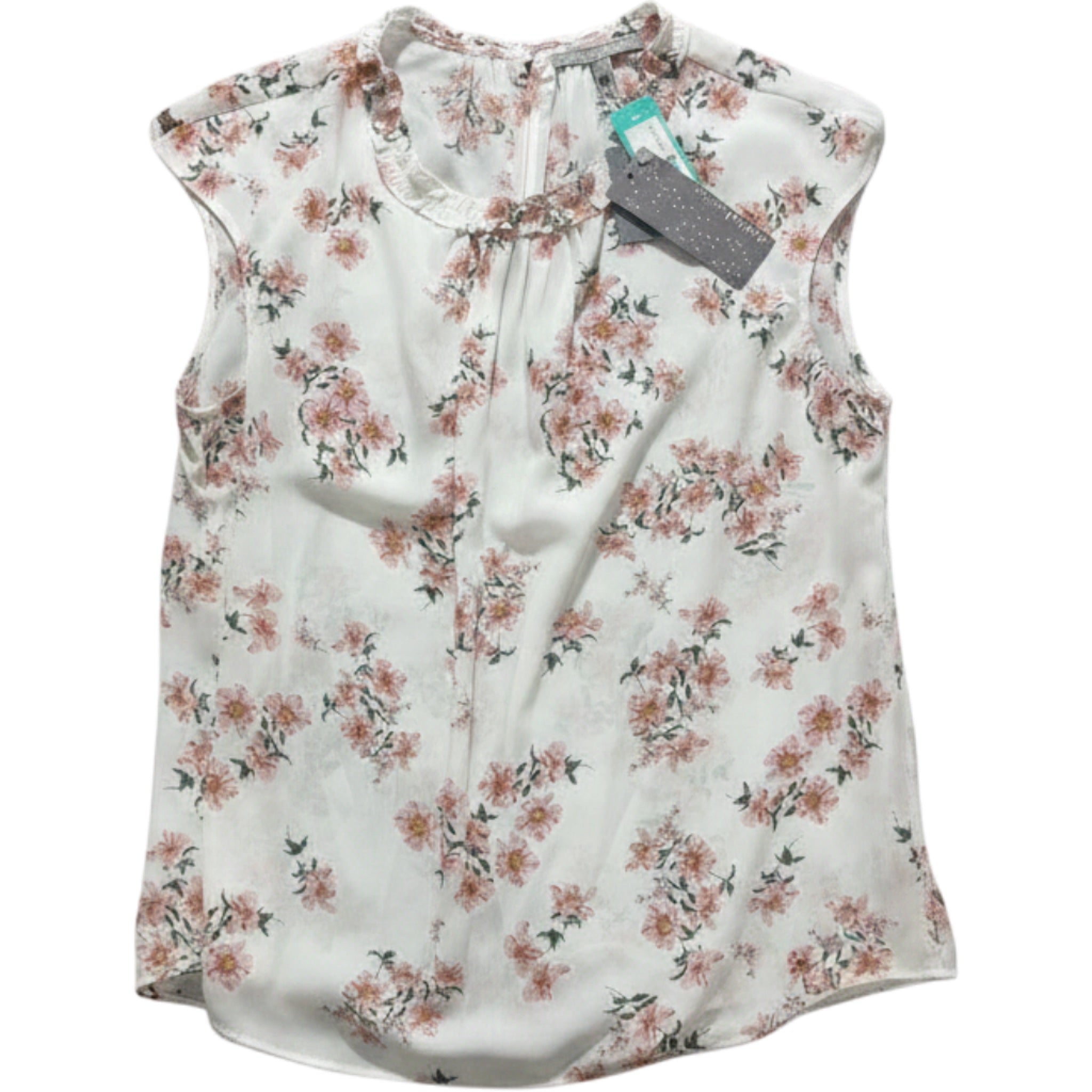 NWT Daniel Rainn Blouse Womens XL Floral Sleeveless Ruffle Neck Career Casual