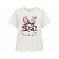 Port & Company White Bunny Leopard Glasses Graphic T-Shirt Womens 3XL Quirky