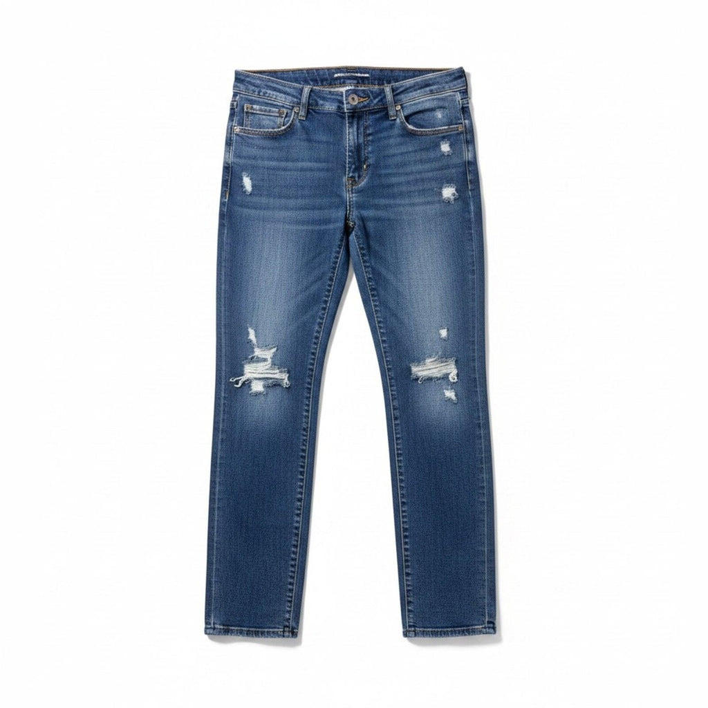 Old Navy 8 Womens Blue Pop Icon Skinny Mid-Rise Distressed Jeans Casual Vintage