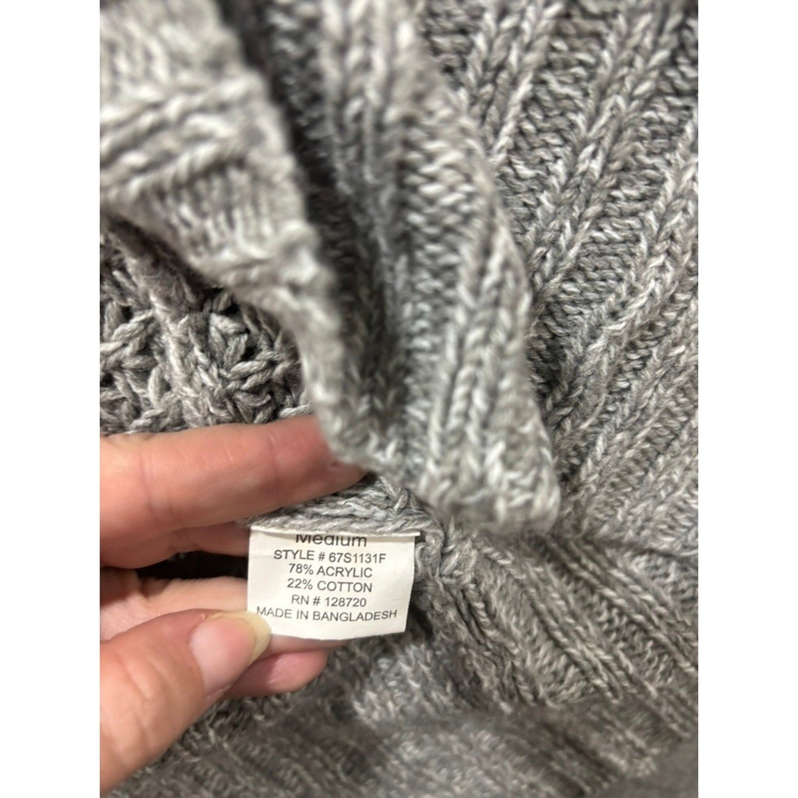 Quinn Open Front Cardigan Womens Medium Gray Chunky Knit Long Sleeve Cozy