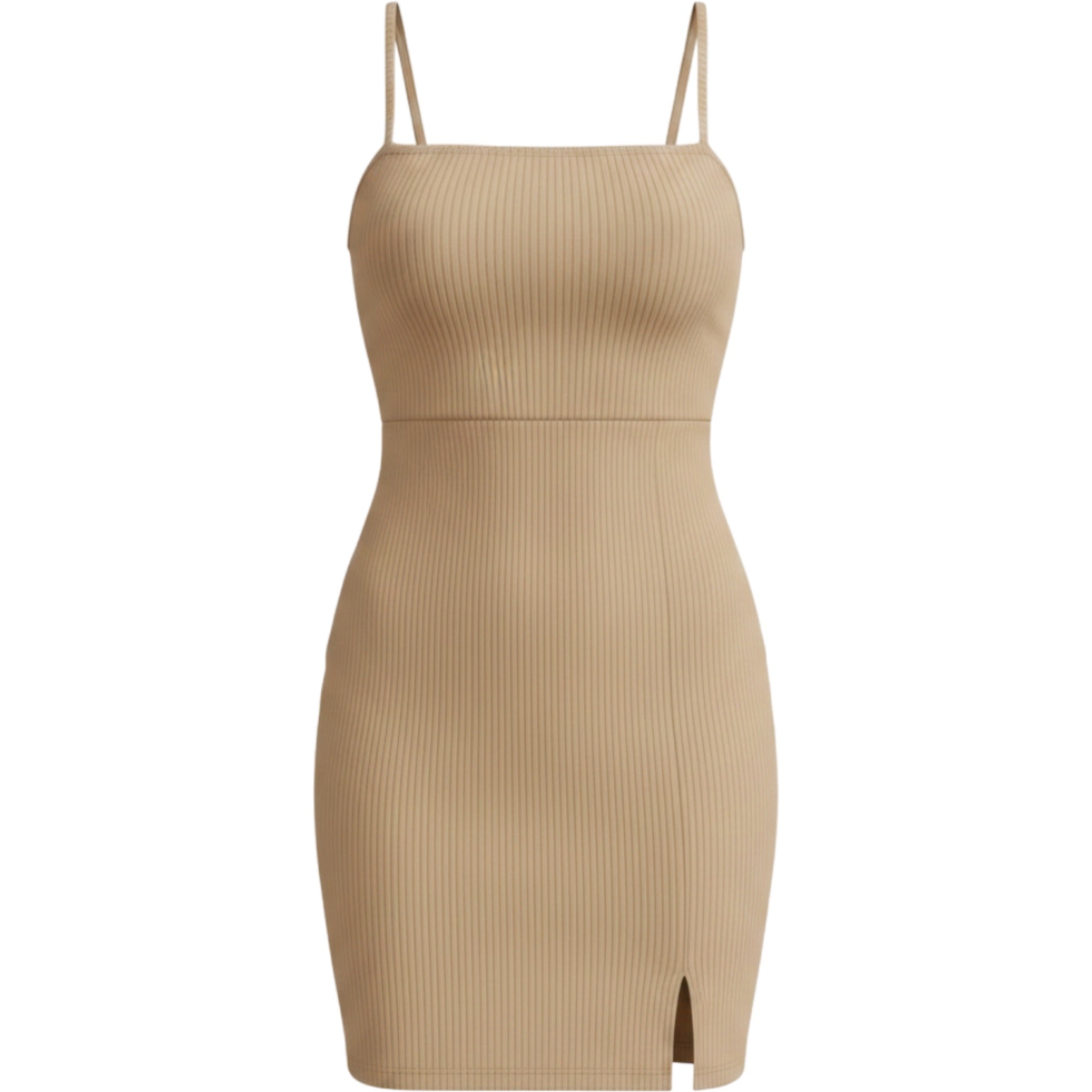 Forever 21 Bodycon Dress Womens S Tan Mini Strappy Minimal Chic Y2K Clueless