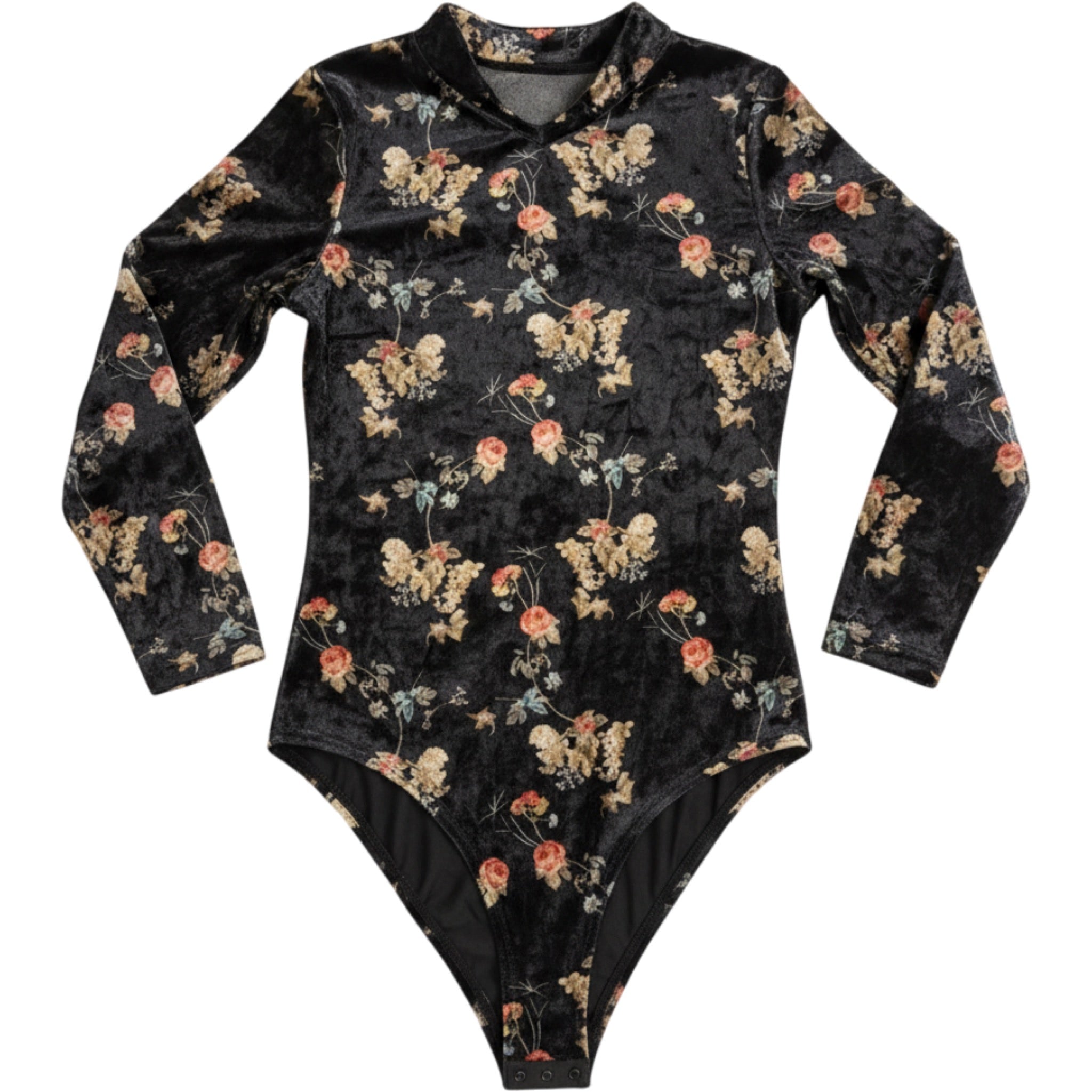 Cider Bodysuit Womens XL Floral Velvet Long Sleeve Grunge Y2K Stretch Top