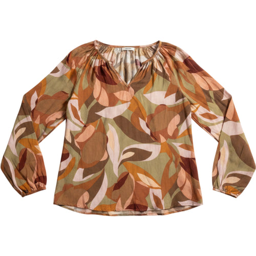 Andrée by Unit Blouse Womens L Boho Floral Sheer V Neck Long Sleeve NWT