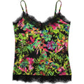 Bongo Tank Top Womens Medium Floral Neon Lace Trim Y2K Clubwear Cami