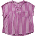 Coastal Comfort Blouse Womens XL Pink Striped Linen Blend Beachy Casual