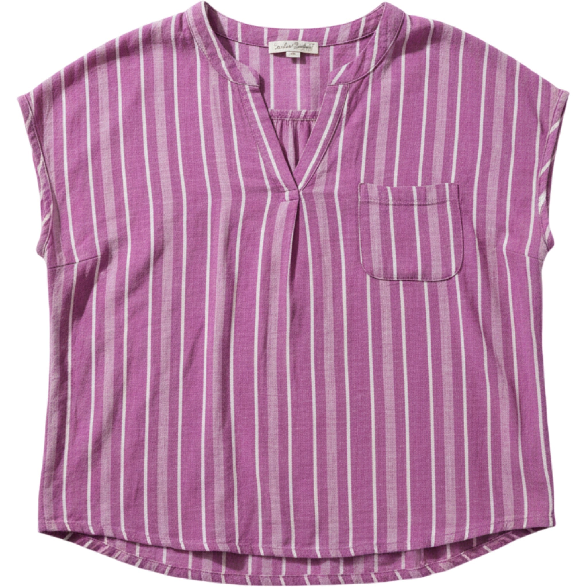 Coastal Comfort Blouse Womens XL Pink Striped Linen Blend Beachy Casual
