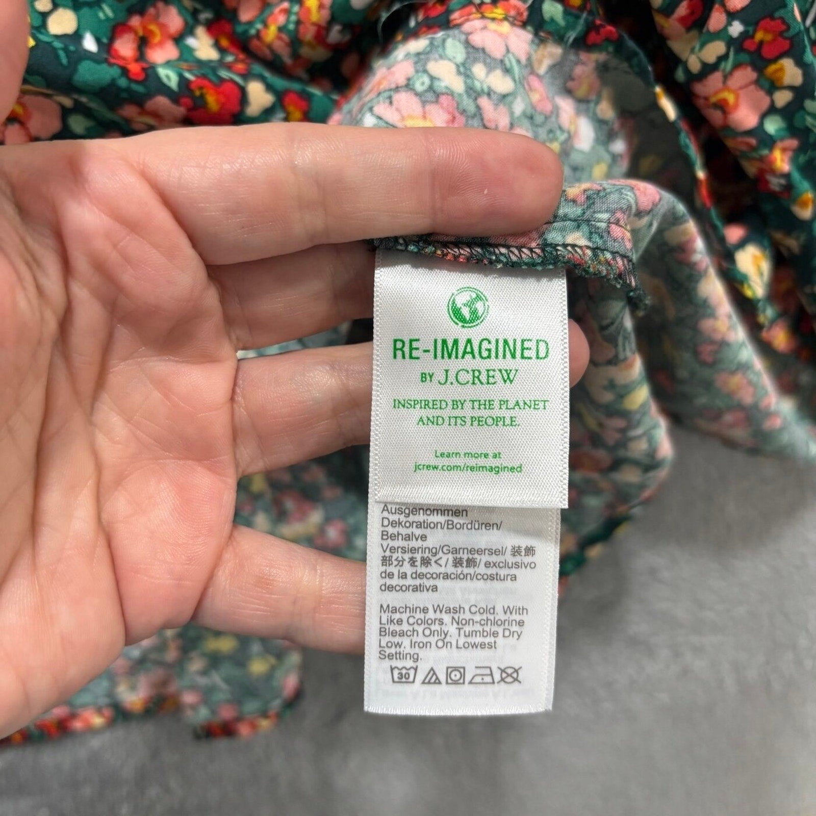 J.Crew Womens XL Green Floral Smocked Re-Imagined Viscose Midi Dress Boho Casual