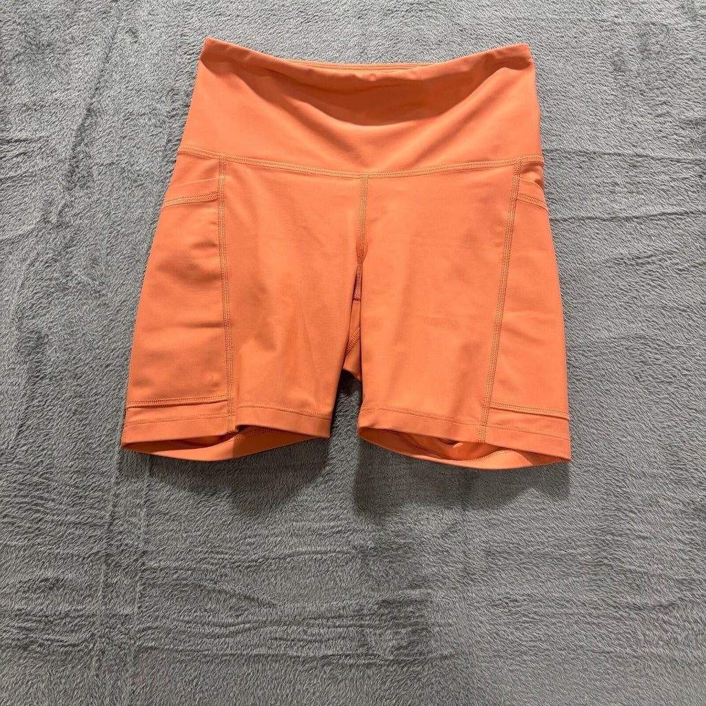 Old Navy Womens S Orange Powersoft High Rise Bike Shorts Athleisure Casual